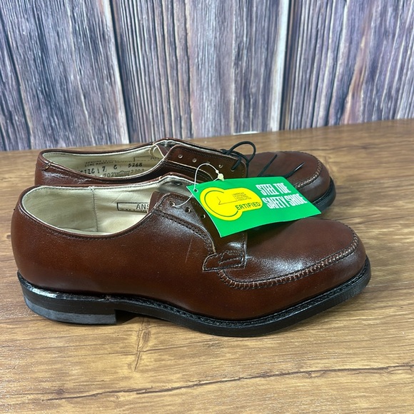 Vintage Safto Pedics by Iron Age MEN 7 BROWN LEATHER STEEL TOE OXFORD work shoes main image 12